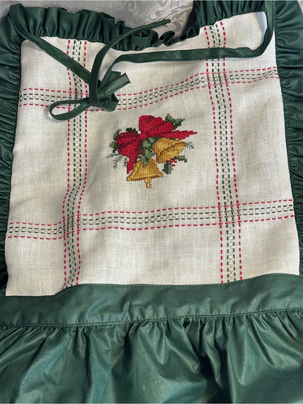 Vtg Handmade Full Apron W Pocket Christmas Holiday Baking OS - Picture 2 of 4